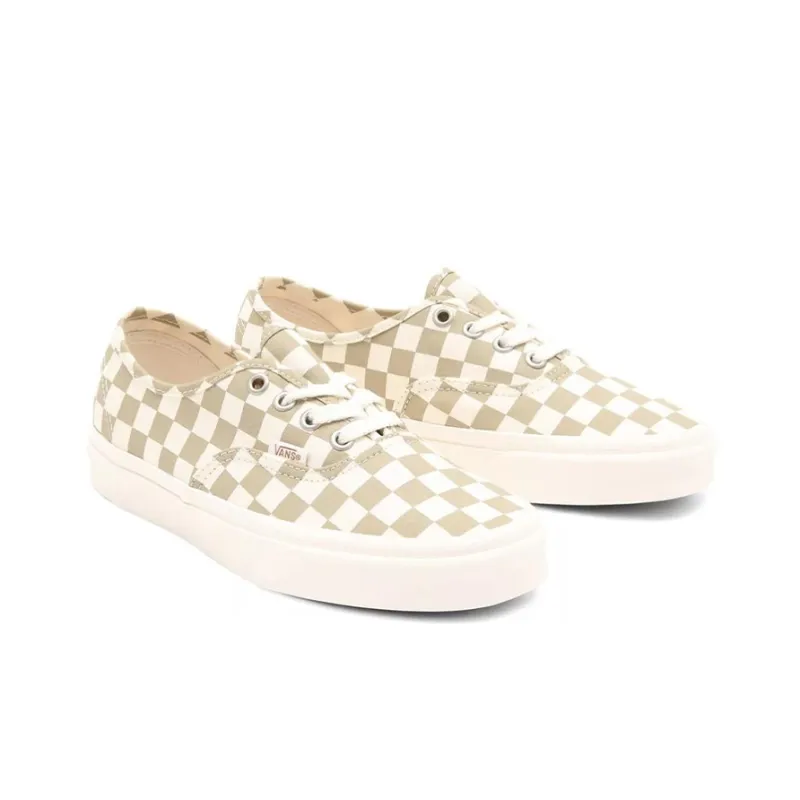 Vans Authentic Wear Resistant Non Slip Low Top Casual Skate Shoes White Brown Grid 'White Brown'-2