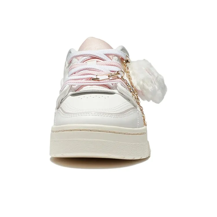 LiNing 001 BTC Slip Resistant, Abrasion Resistant, Lightweight Low Top Skateboard Shoes Women's White Pink-4