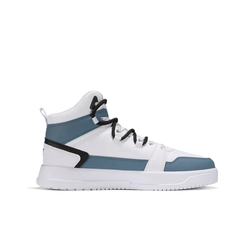 XTEP Anti Slip Wear Resistant High Top Skateboard Shoes Men's White Blue Black-1
