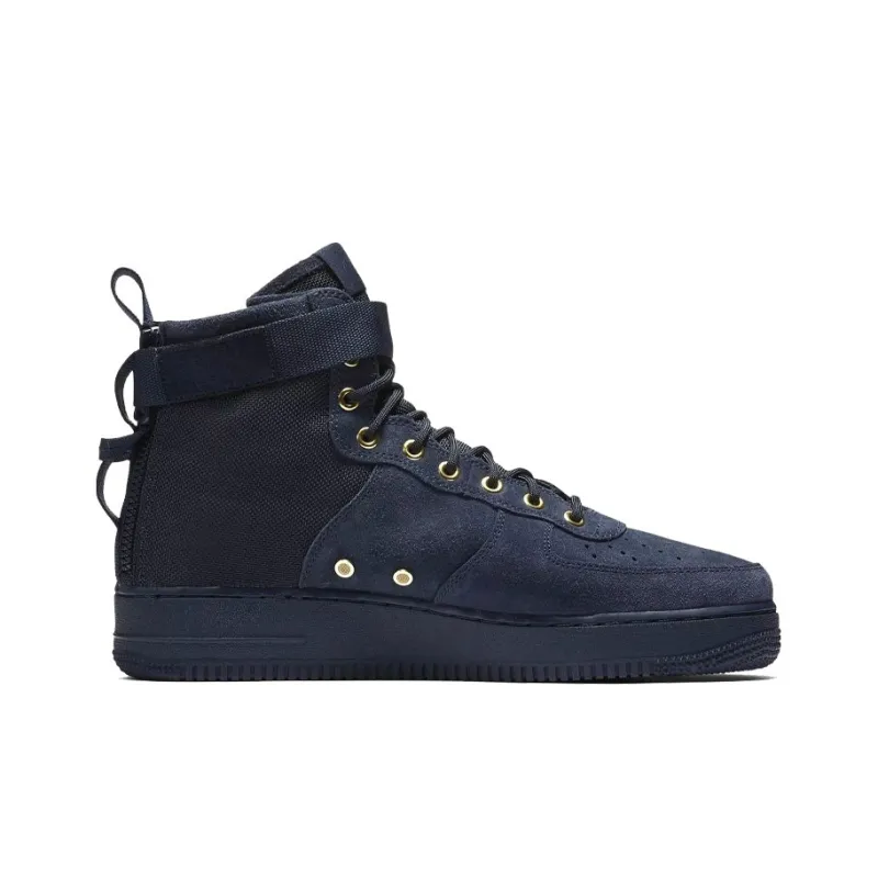 Nike Sf Air Force 1 Mid Obsidian Metallic Gold-1