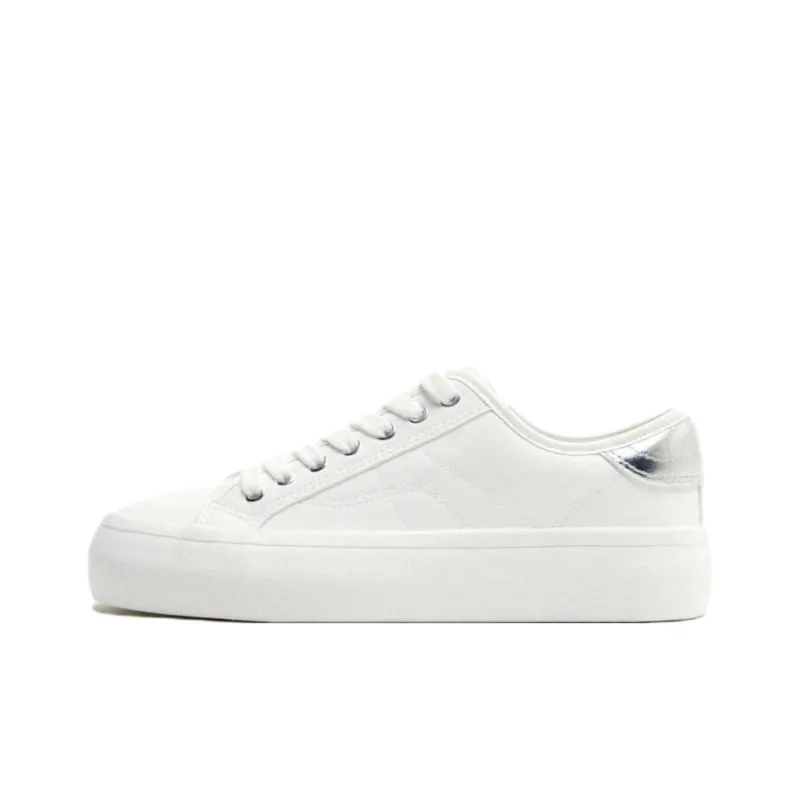 ZARA Low-Top Skateboard Shoes 3cm Women's Silver-0