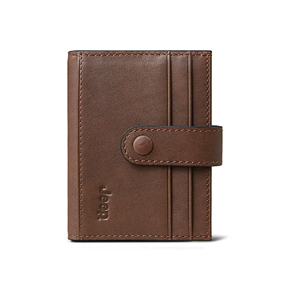 Jeep Cow Leather Card Holder Men's Coffee-1