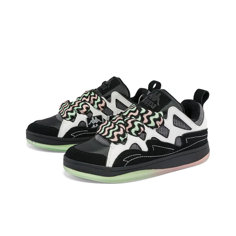 Kappa Fatty Wear Resistant Coverage Slip Resistant Low Top Skateboard Shoes Unisex Black-3