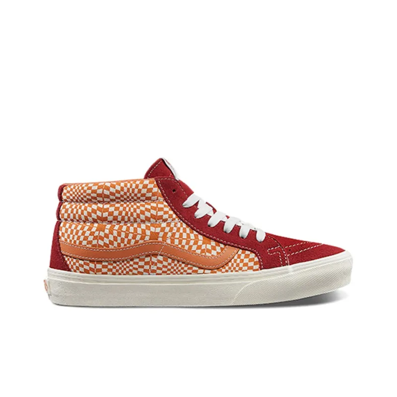 Vans Sk8 mid Retro Mid Top Casual Skate Shoes Unisex Red Orange Splicing 'Orange Red'-1