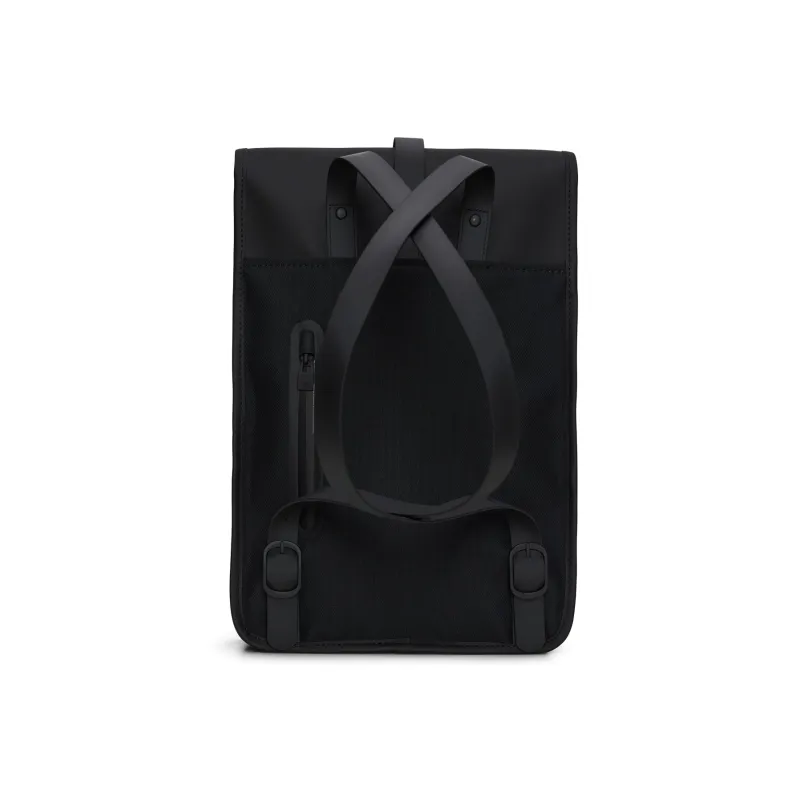 Rains Polyurethane And Polyester Blend Laptop Backpack Mini Unisex Black-1
