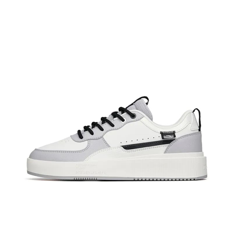 Anta Life Collection Anti-Slip Wear-Resistant Low-Top Skateboard Shoes White Gray-0