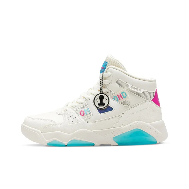 361° Cushioning Wear Resistant High Top Skateboard Shoes Women's White Cyan-0