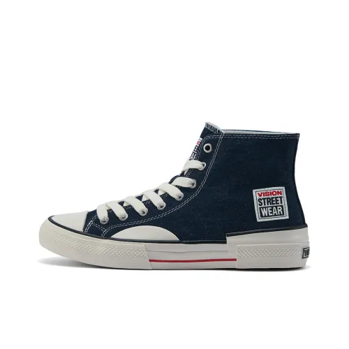 Vision Street Wear Skateboard Shoes Unisex High-Top Denim Blue