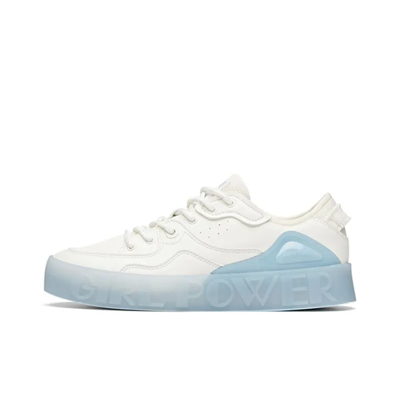 Anta Life Collection Anti Slip Wear Resistant Low Top Skateboard Shoes Women's White Lake Blue-0