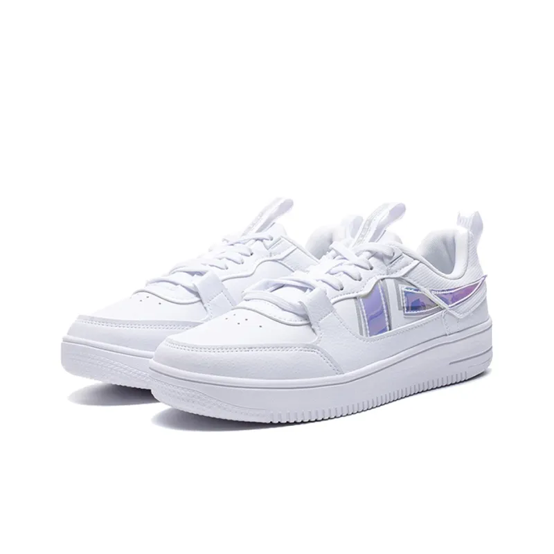 XTEP Abrasion Resistant, Balanced, Lightweight, And Breathable Low Top Skateboard Shoes Women's White-1