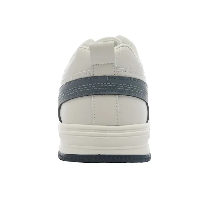Warrior Casual White Sneakers Durable Lightweight And Breathable Low Top Skateboard Shoes Men's Beige Blue-2