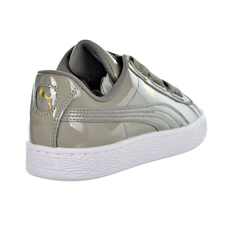 PUMA Basket Heart Patent Silver/Grey Women's-3