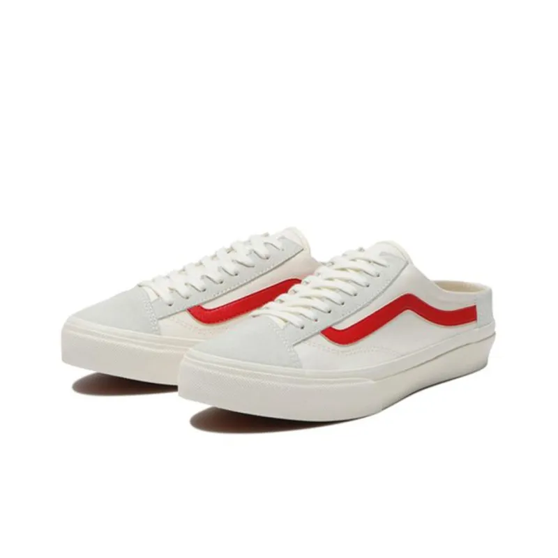 Vans Style 36 Low-Top Skateboard Shoes Unisex White Red Japan Version-2