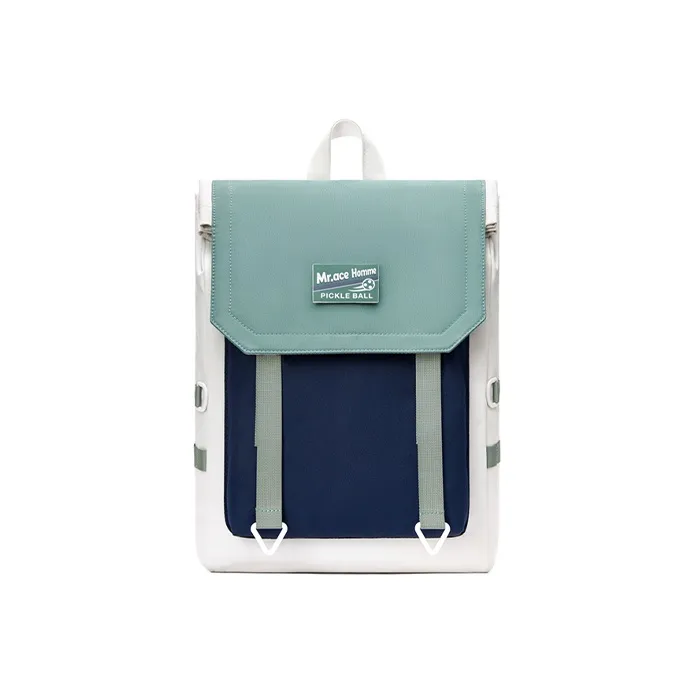 MR.ACE HOMME Polyester Students' Computer Backpack Regular Unisex Dusty Blue White/Caramel White-1