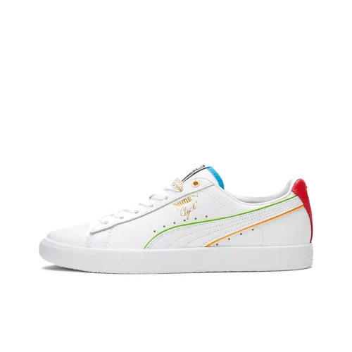 PUMA Clyde Skateboard Shoes Women's Low-Top White/Red/Green/Blue/Gold/Orange