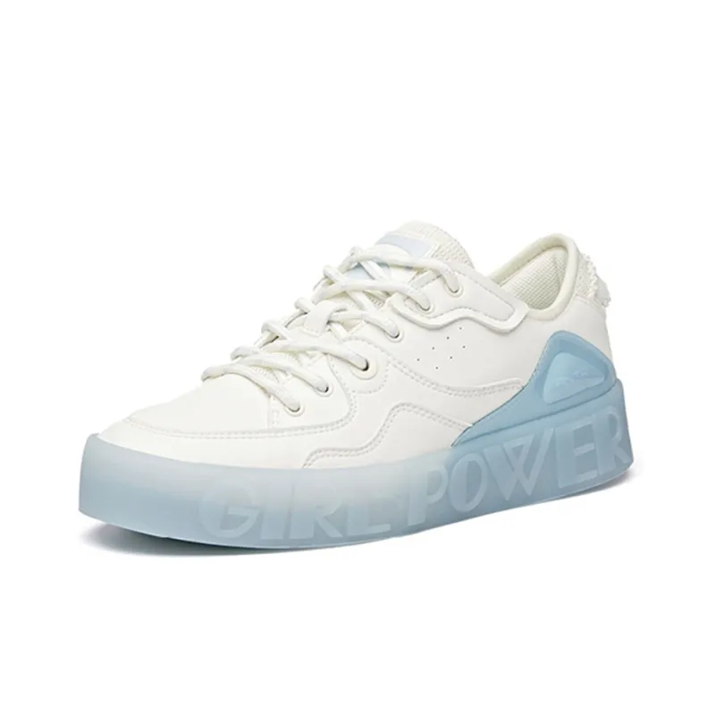 Anta Life Collection Anti Slip Wear Resistant Low Top Skateboard Shoes Women's White Lake Blue-2