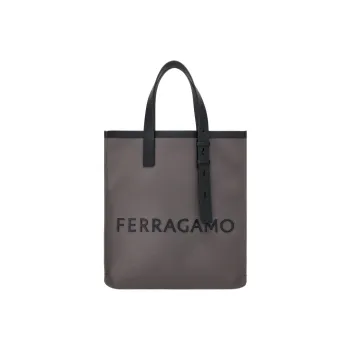FERRAGAMO Canvas With Leather Trim Tote Bag Shopping Bag Handbag Regular Men's Black
