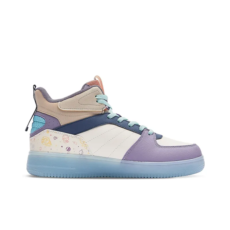 361° Warm Anti Slip And Wear Resistant High Top Skateboard Shoes Women's White Purple Orange-1