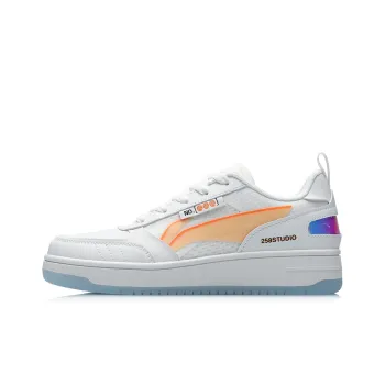 LiNing NO.258 Anti Slip Wear Resistant Low Top Skateboard Shoes Women's White Orange