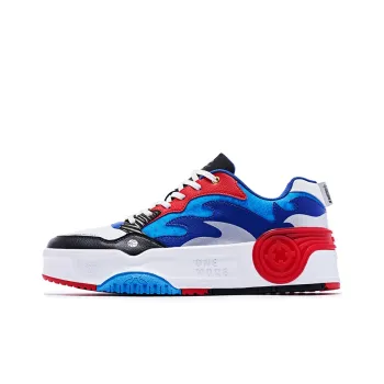 RIGORER Anti-Slip Wear-Resistant Low-Top Skateboard Shoes Men's Blue Red White
