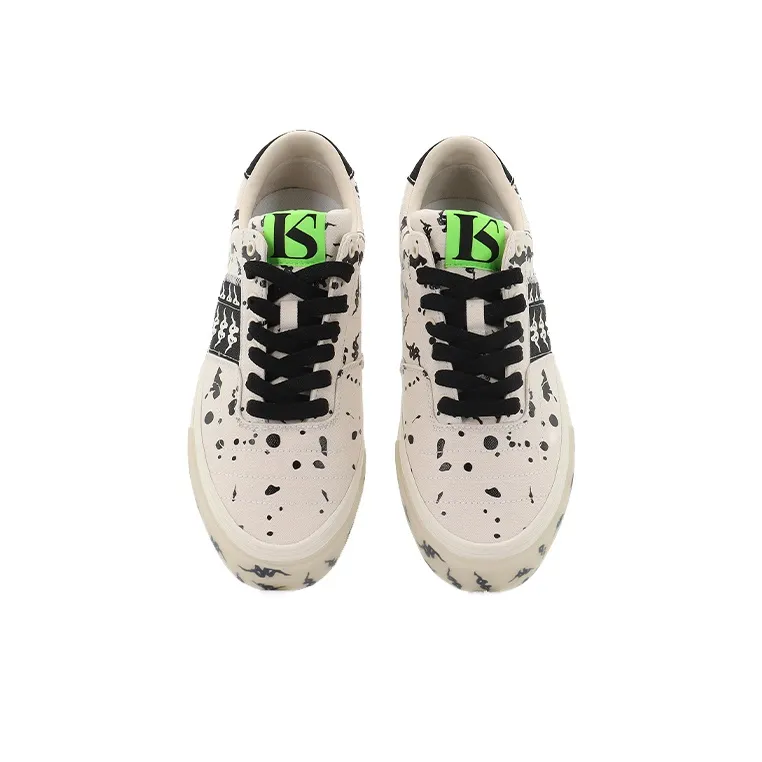 Kappa Wear Resistant Slip Resistant Low Top Skateboard Shoes Unisex White Black-4
