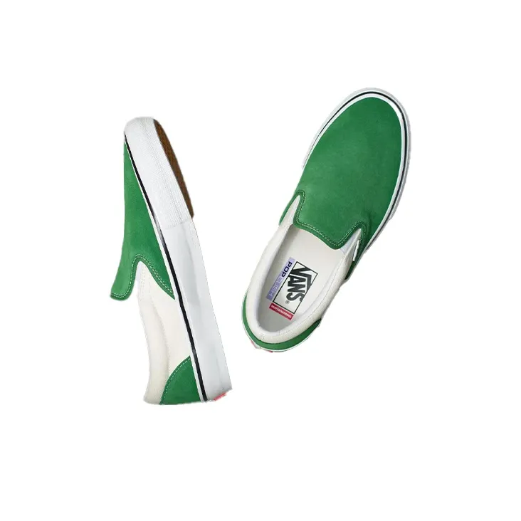 Vans Slip on Turn Fur Splicing Low Top Casual Canvas Skate Shoes Unisex Retro Green-2