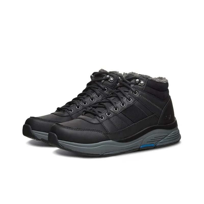 Skechers Benago Coverage Warm Anti Slip And Wear Resistant Mid Top Skateboard Shoes Men's Black-2