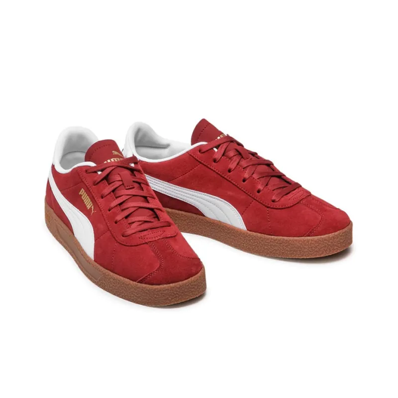 PUMA Club Wear-resistant And Lightweight Low-Top Skateboard Shoes Unisex Red White-2