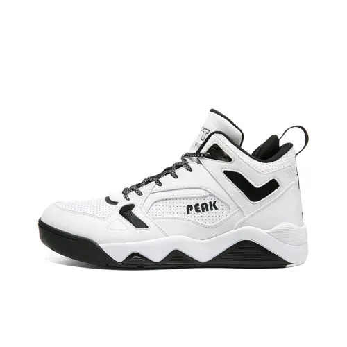 PEAK Skateboard Shoes Men Mid-Top All White/Black