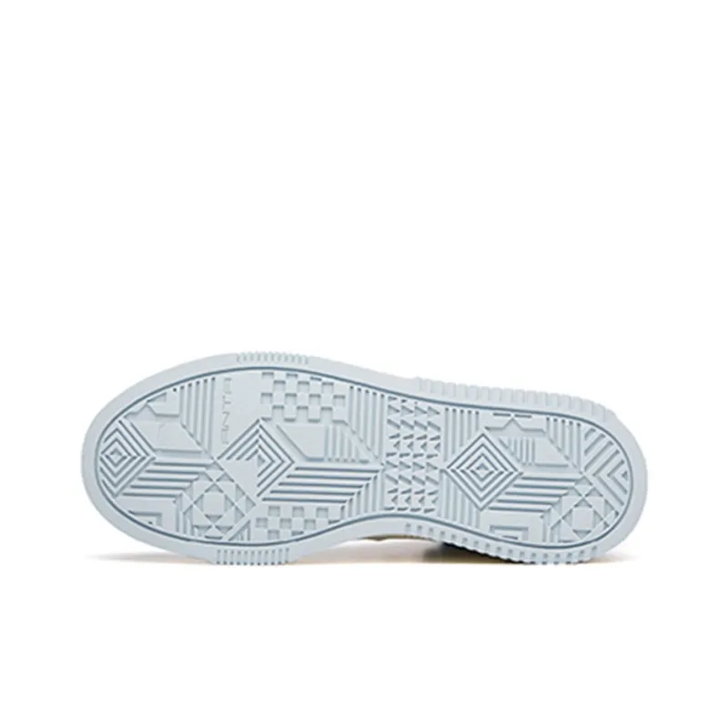 Anta Anti Slip And Wear Resistant Lightweight High Top Skateboard Shoes Women's White Blue-3