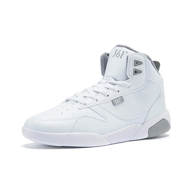 361° Anti Slip Wear Resistant High Top Skateboard Shoes White Gray-1