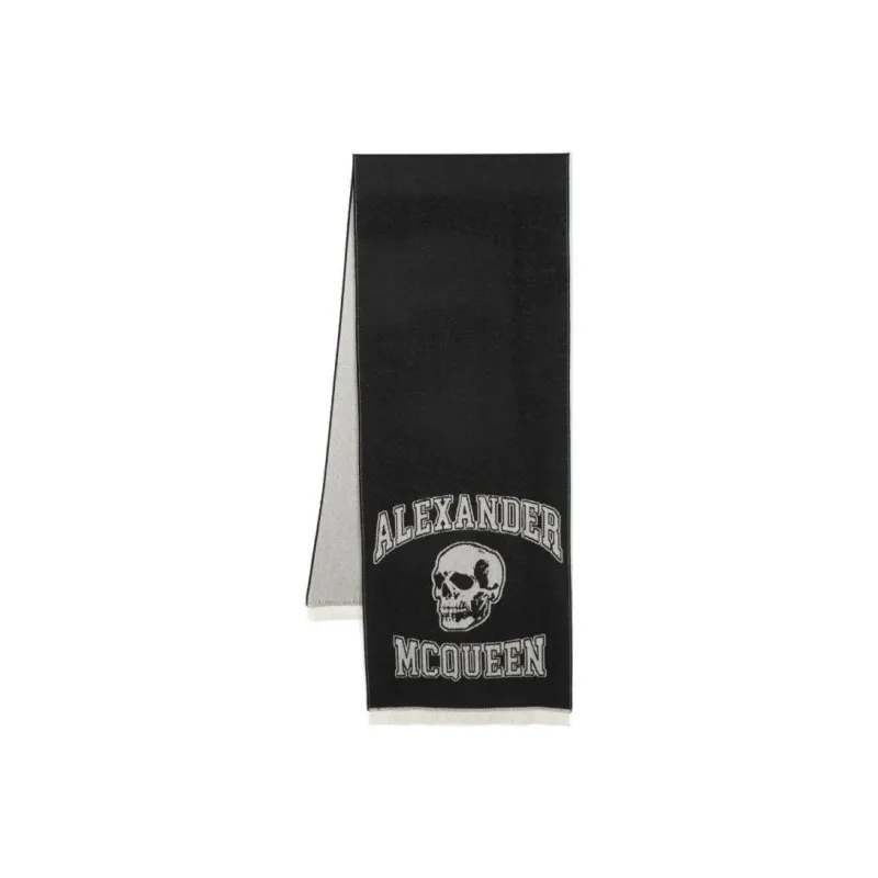 Alexander McQueen Logo Intarsia Knitted Fringed Scarf-2