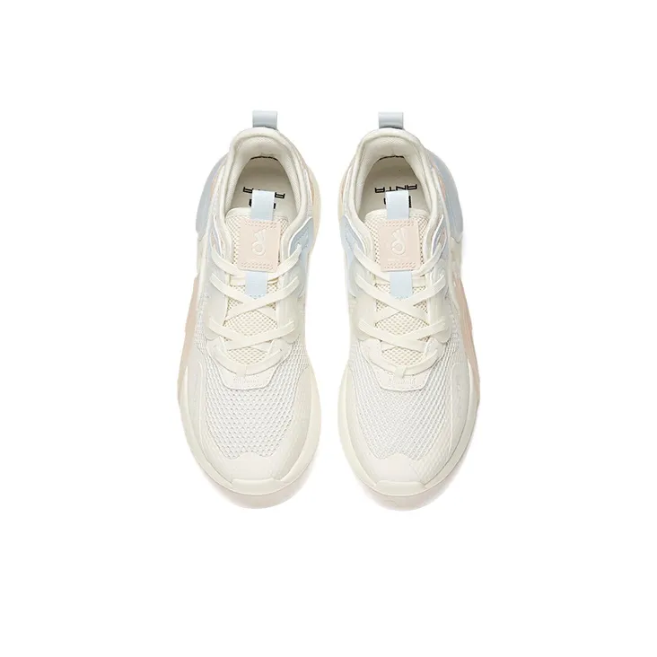Anta Life Collection Breathable Low-Top Skateboard Shoes Women's White Gray Pink-2