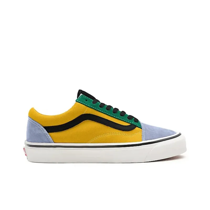 Vans Old Skool Low-Top Skateboard Shoes Unisex Yellow Green Gray-1