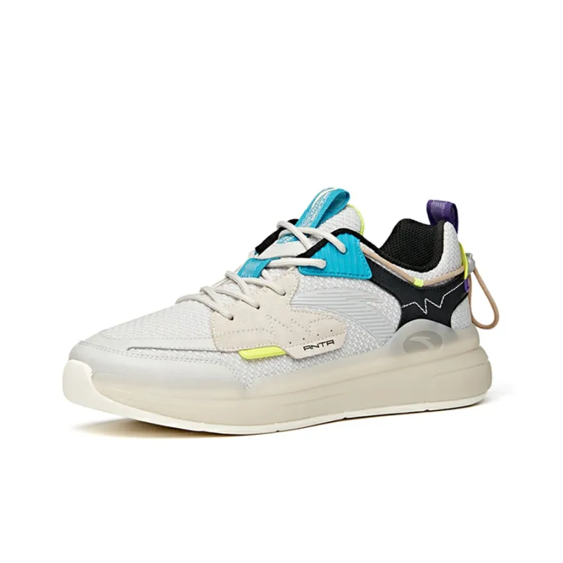Anta Life Collection Wear-Resistant Slip-Resistant Low-Top Skateboard Shoes Men's Gray Black Blue-1
