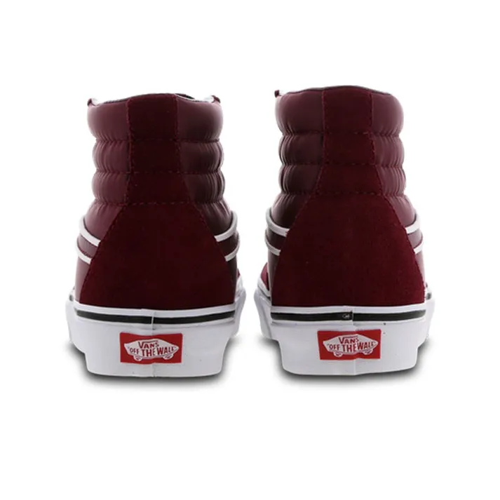 Vans SK8 Skateboard Shoes Women's High Top Burgundy/White-3