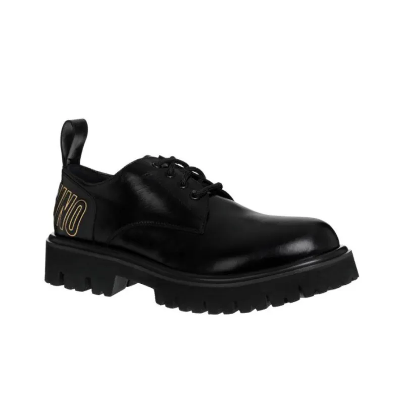 MOSCHINO Logo-print Lace-up Leather Boots-2