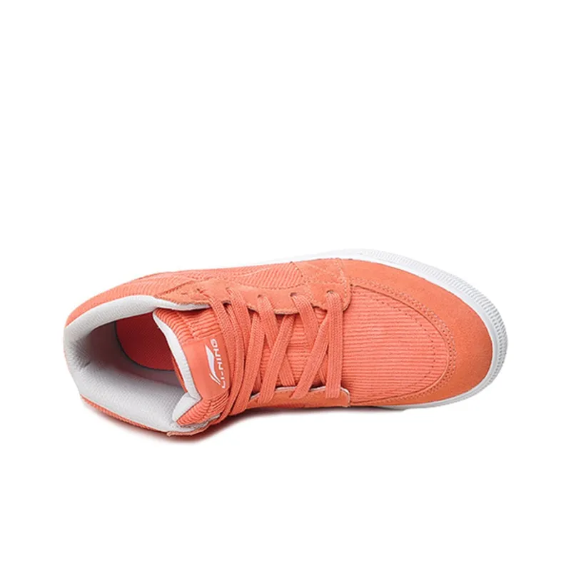 LINING Skateboard Shoes Women's Mid Top Salmon Flesh Pink/White-2