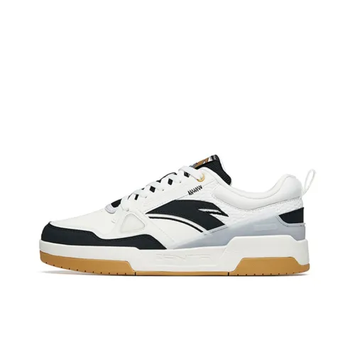 Anta Life Collection Slip Resistant Low Top Skateboard Shoes Men's White Black