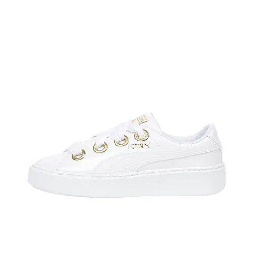 PUMA Basket Skateboard Shoes Women's Low-Top White/Gold