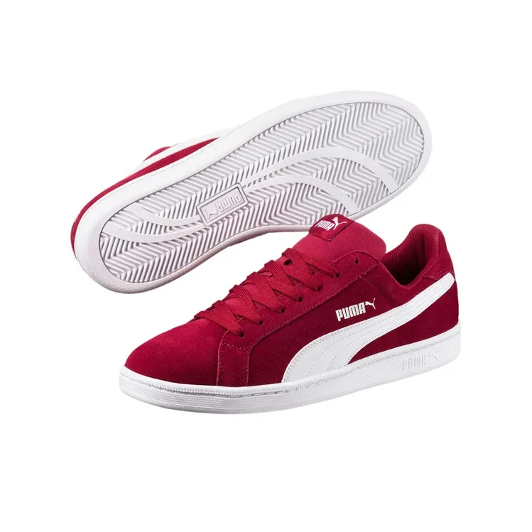 PUMA Smash Suede Retro Low Top Skate Shoes Red-1