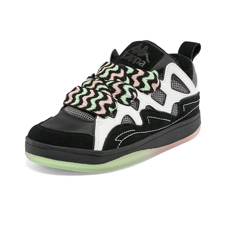 Kappa Fatty Wear Resistant Coverage Slip Resistant Low Top Skateboard Shoes Unisex Black-2
