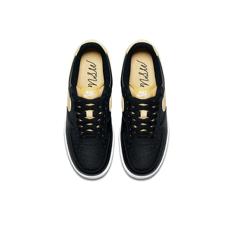 Nike Air Force 1 Low Satin Black Wheat Gold Women's-3