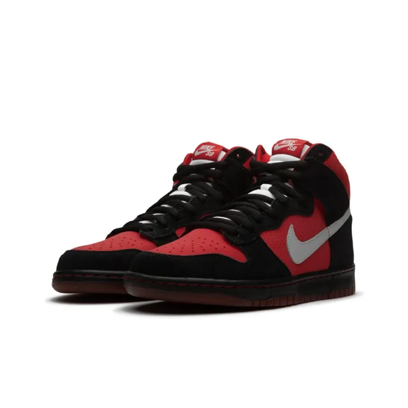 Nike Sb Dunk High Sport Red Metallic Platinum-1