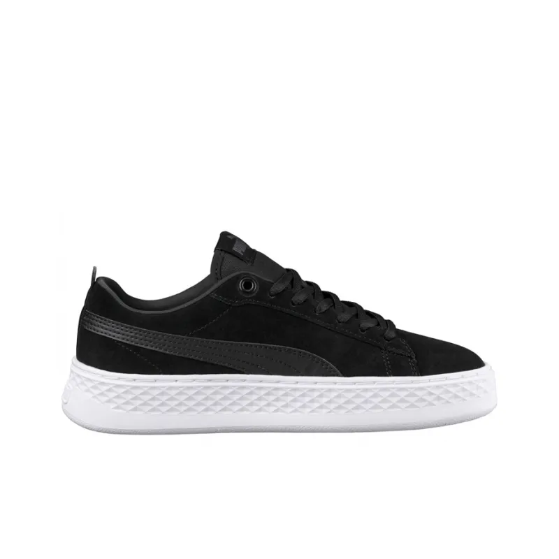 PUMA Smash Platform Suede Casual Board Shoes Black/White Women's-1