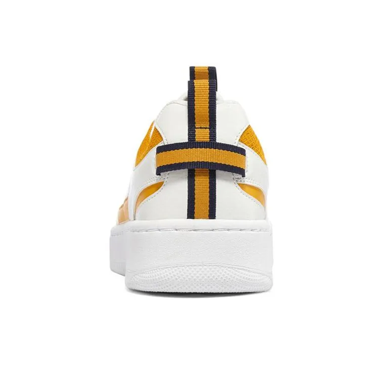 Skechers Sport Court 92 Anti Slip Wear Resistant Low Top Skateboard Shoes Men's White Yellow-3