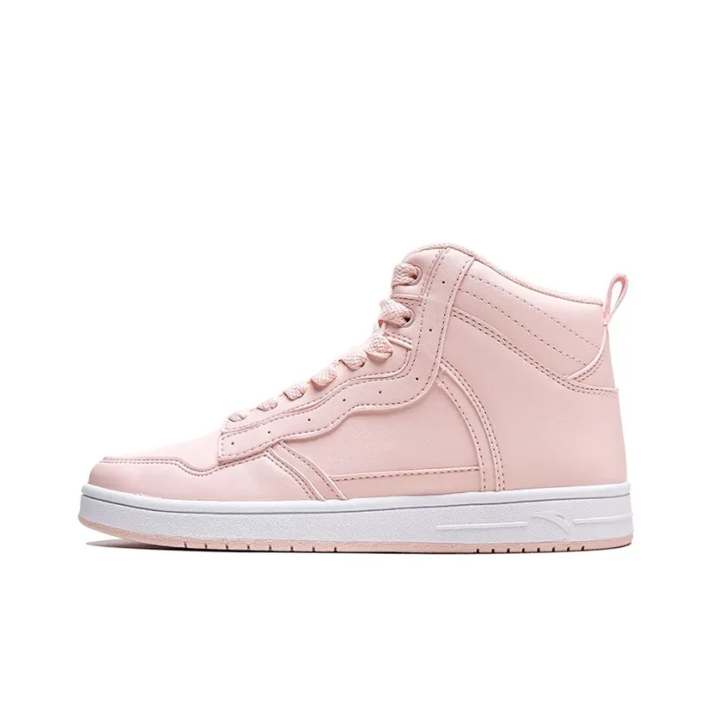 Anta Life Collection Anti-Slip Wear-Resistant High-Top Skateboard Shoes Women's Baby Pink-0