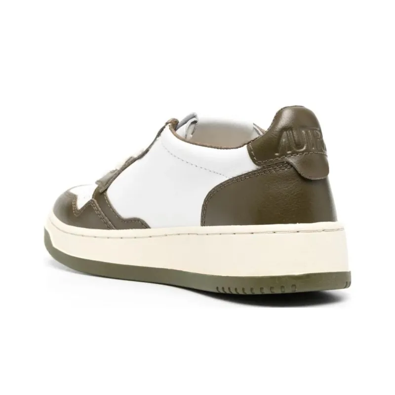 AUTRY Medalist Leather Low White Olive Women's-4
