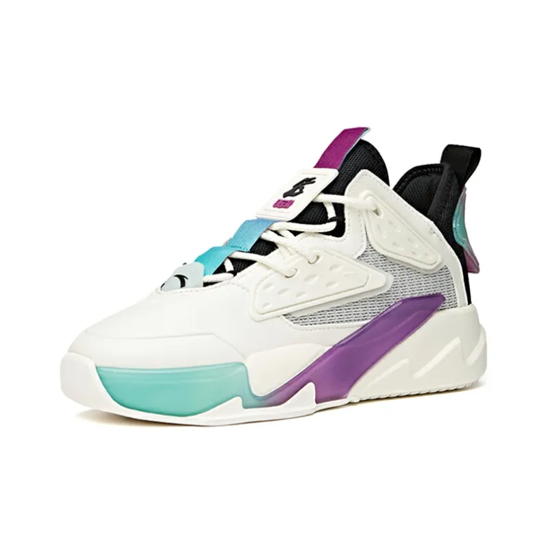 Anta Life Collection Thompson G6 Abrasion Resistant Breathable Low Top Skateboard Shoes Men's White Gray Purple-1