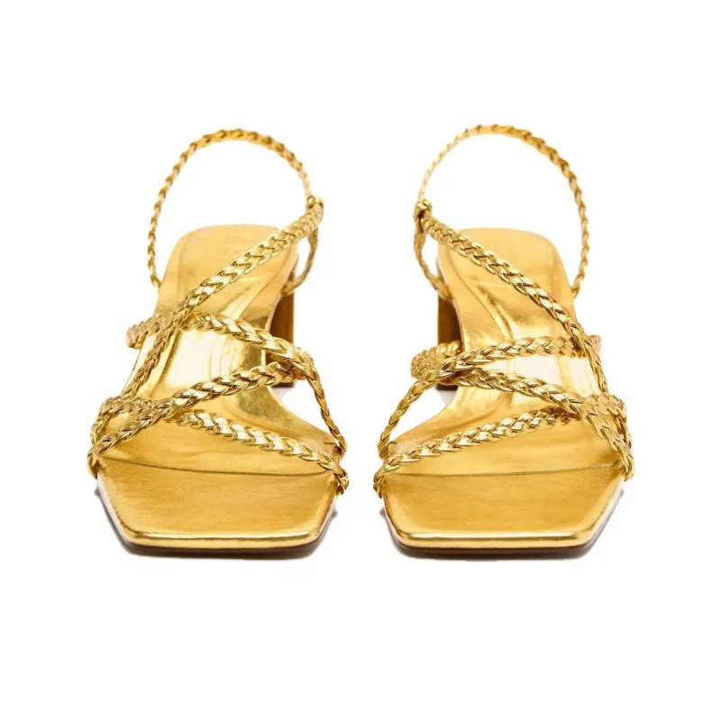 ZARA Roman Sandals Women's Gold-2